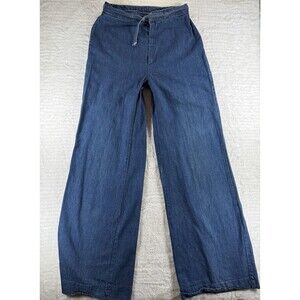 VTG 1970s Jazzie Denim Palazzo Jeans High Rise Happy Legs Drawstring Pants Sz Sm